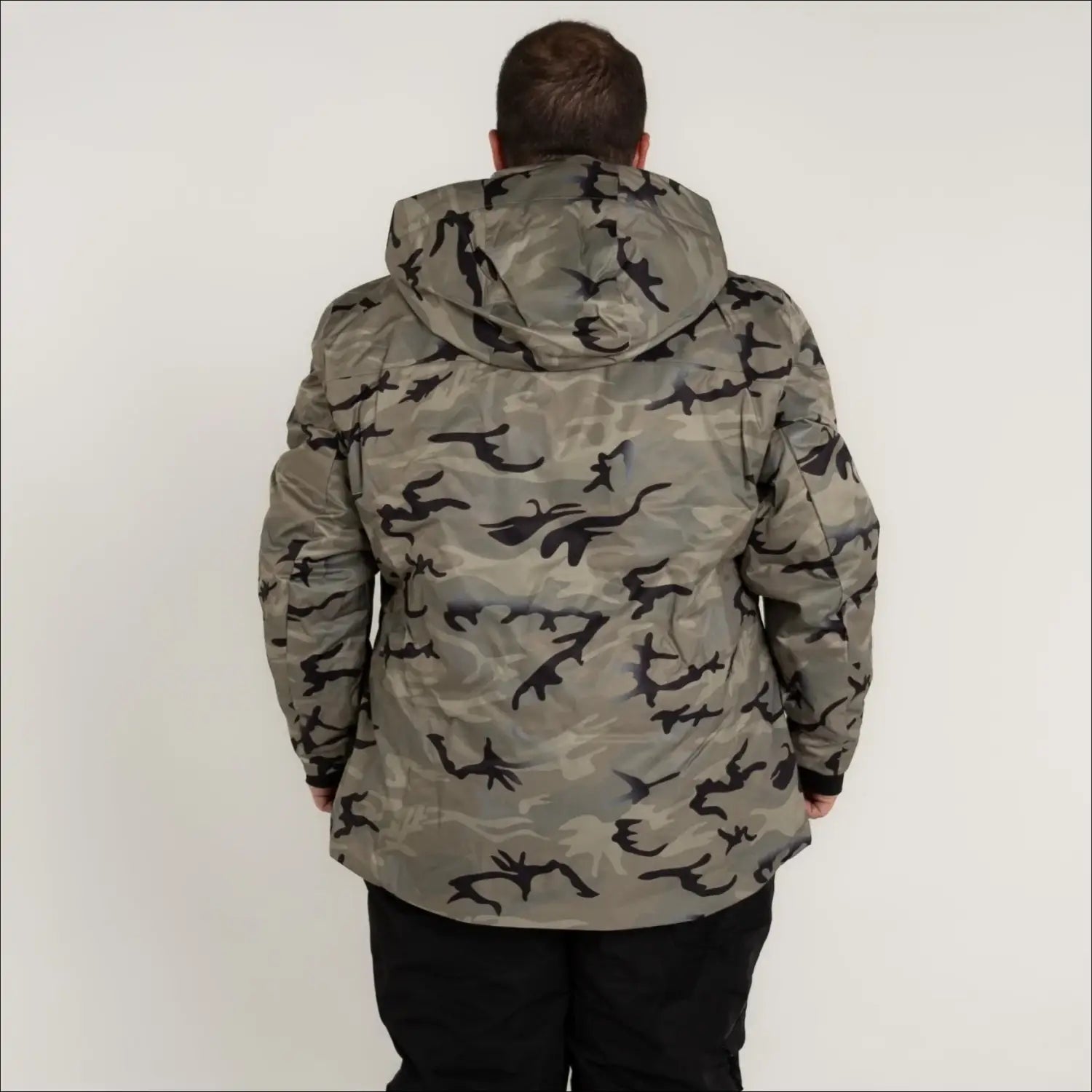 Camouflage hooded insulated winter patrol ski jacket for men in Big to 6XL sizes