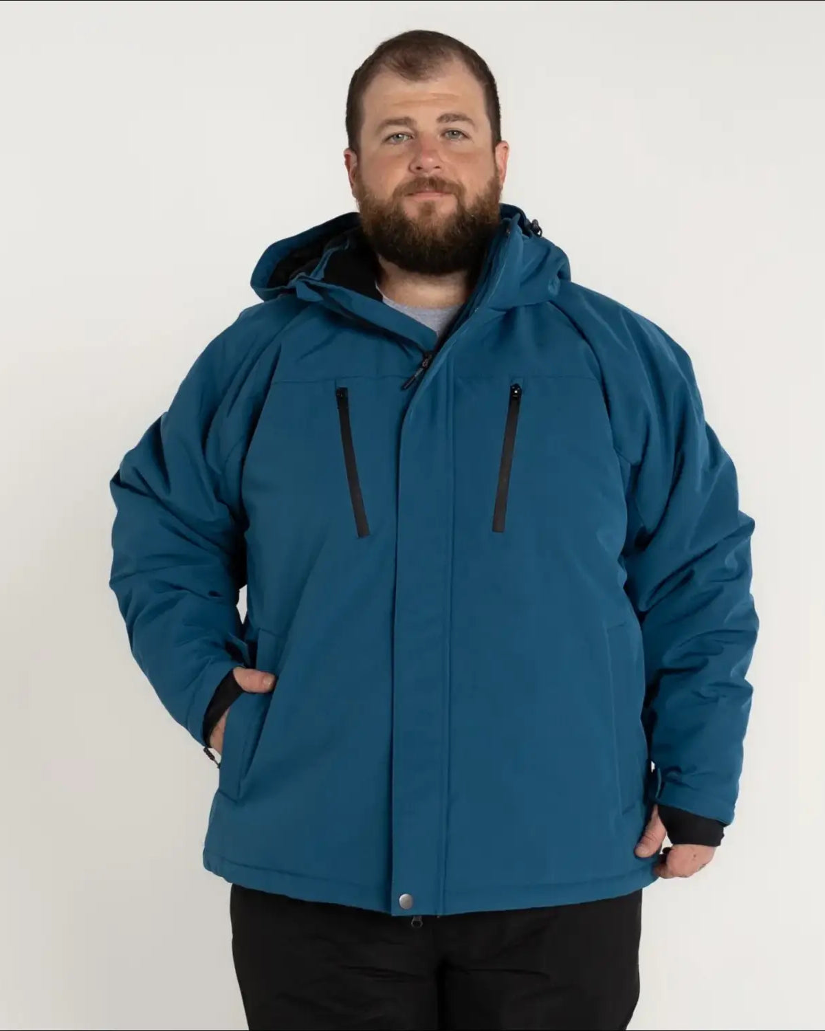 Blue hooded winter jacket from Snow Country Outerwear Mens Big Sizes Siberian III collection