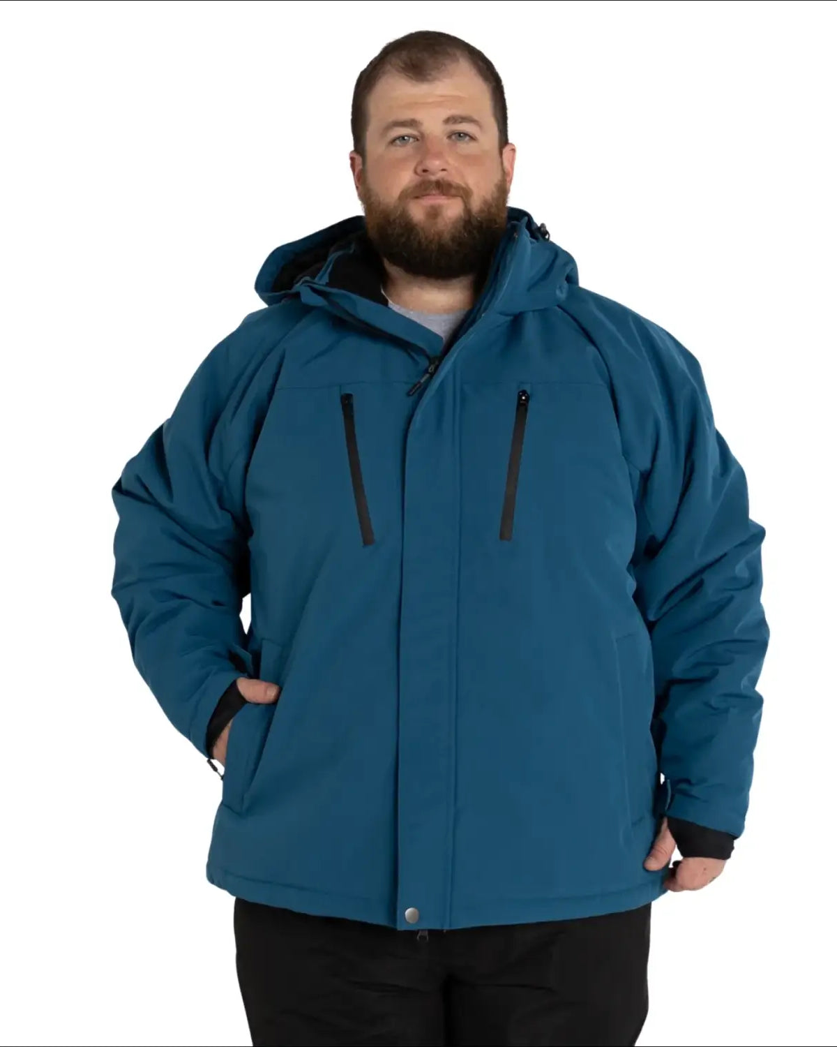 Blue hooded winter jacket from Snow Country Outerwear Mens Big Sizes Siberian III collection