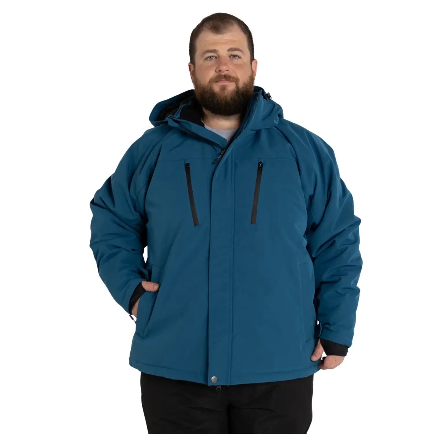 Blue hooded winter jacket from Snow Country Outerwear Mens Big Sizes Siberian III collection