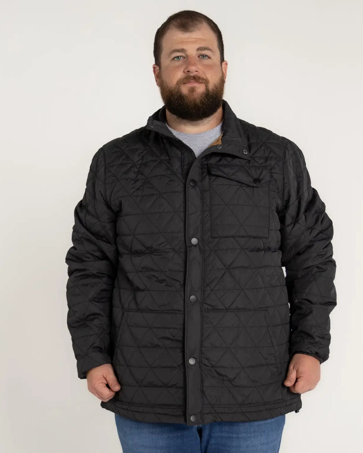 Black quilted Mens Snow Country Outerwear Big 2XL-7XL Signature Mid Jacket Coat
