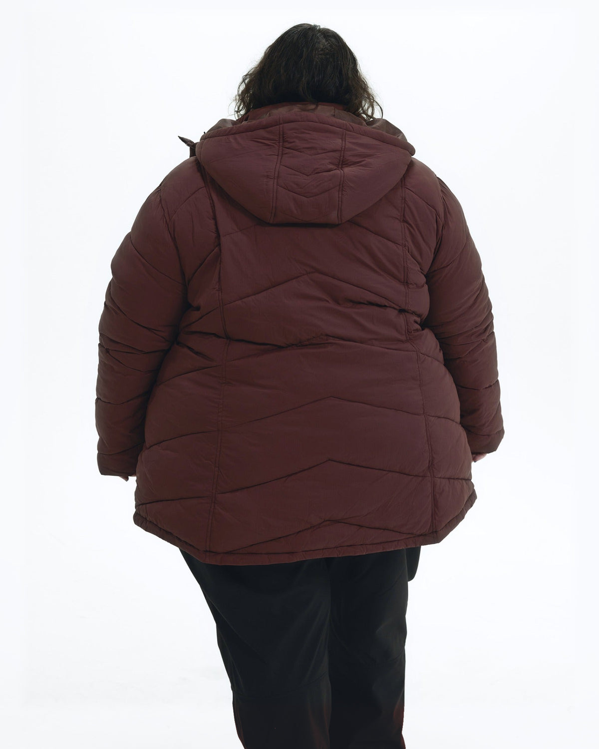 Bourbon Geneva women's plus size mid length synthetic down jacket, back with hood