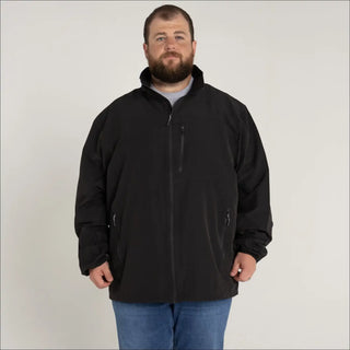 Black zip-up jacket from Men’s Big 3XL-7XL Rain Jacket Light Soft Shell Coat