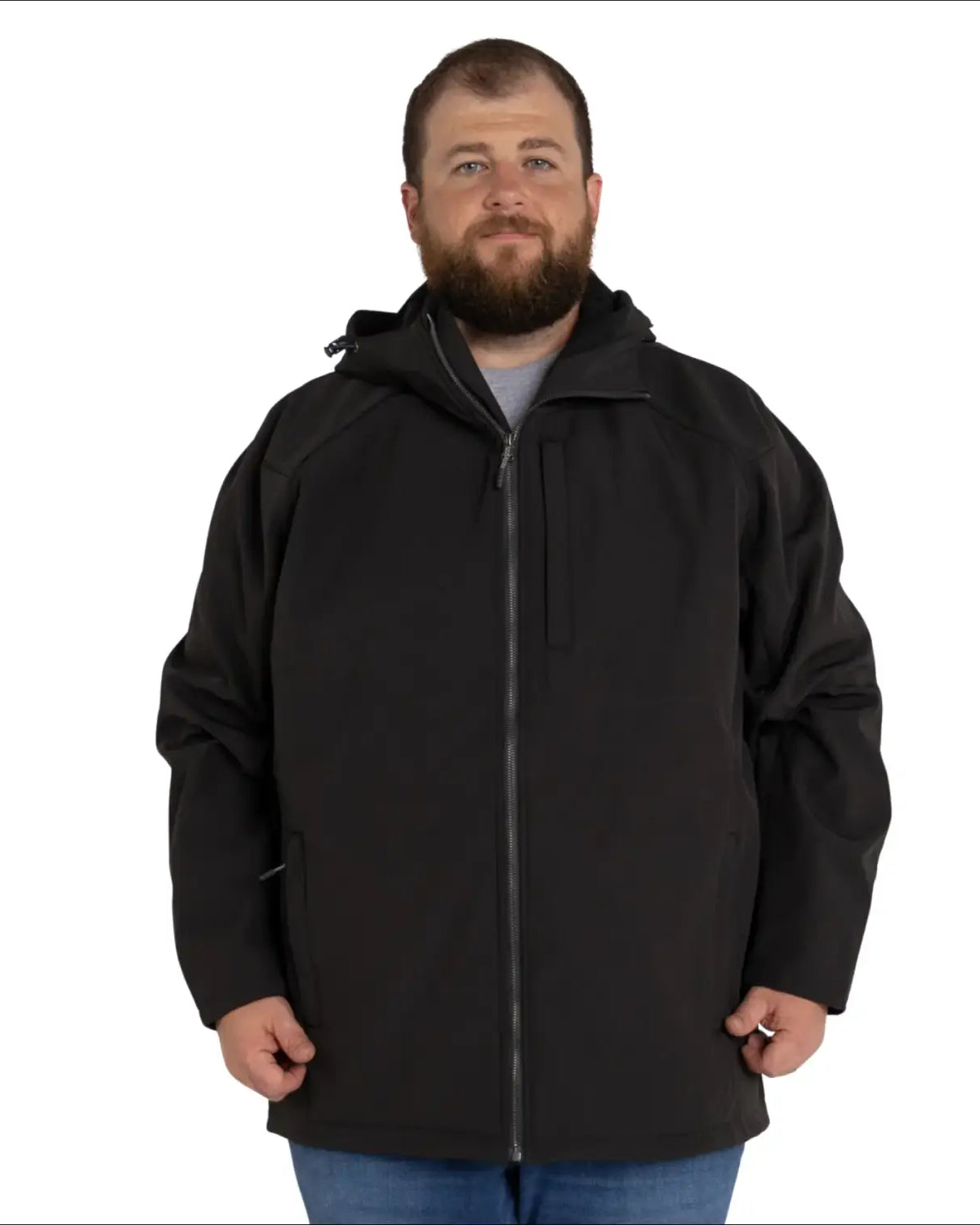 Black Hooded Jacket from Men’s Big 2XL-7XL Cyclone Stretch Soft Shell Outerwear