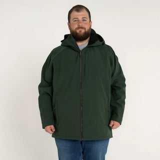 Men in a green Hooded Jacket wearing Men’s Big 2XL-7XL Cyclone Soft Shell Outerwear