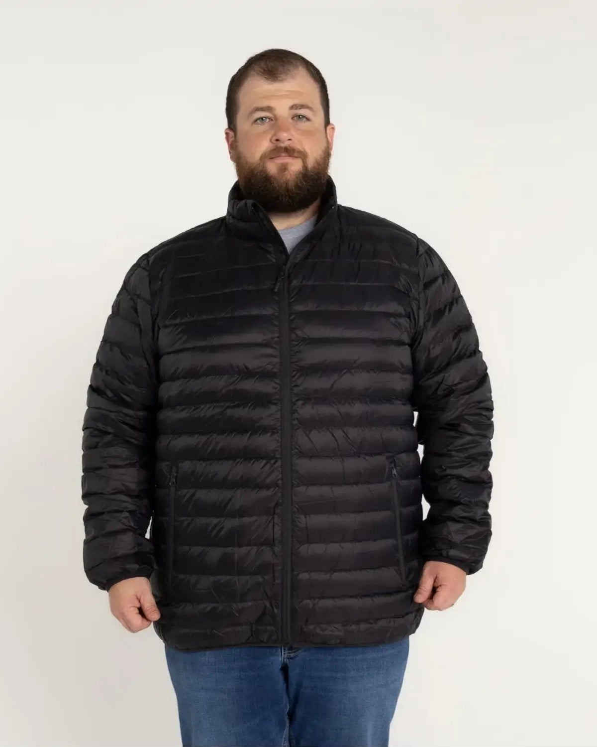 Black puffer jacket displayed in Men’s Big 2XL-7XL Packable 90 10 Down Jacket Coat Outerwear