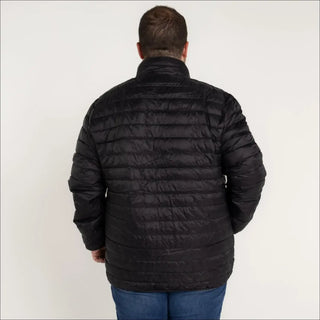 Black puffer jacket for Men’s Big 2XL-7XL packable down coat outerwear in spring and fall
