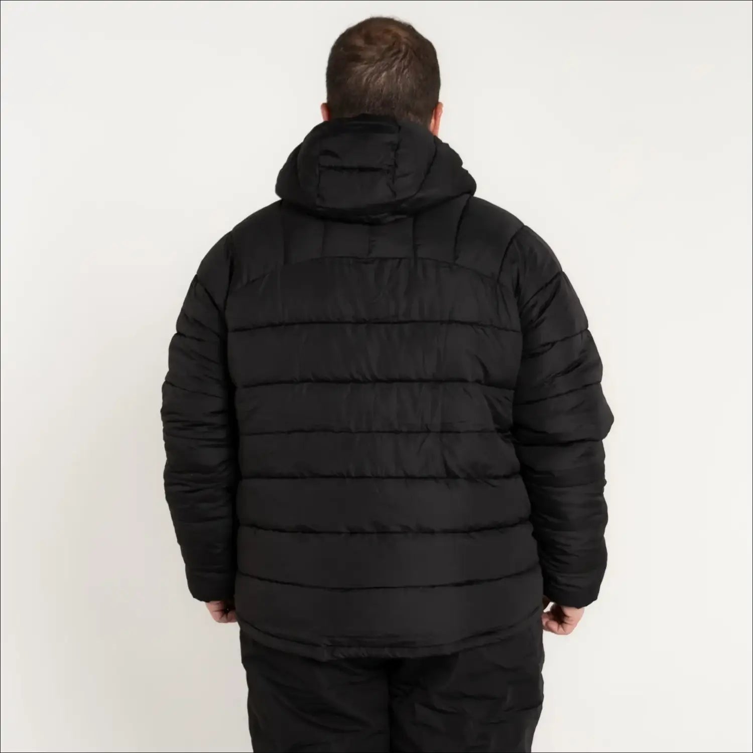 Black hooded puffer jacket for men in Big 2XL-7XL synthetic down winter coat