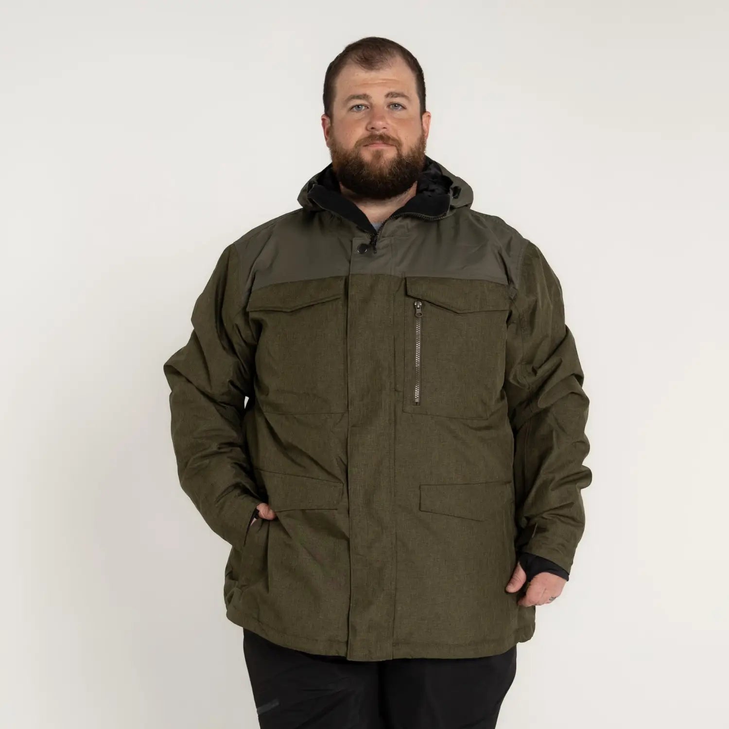 Olive green hooded parka from Snow Country Outerwear in plus sizes 2XL to 7XL winter coat