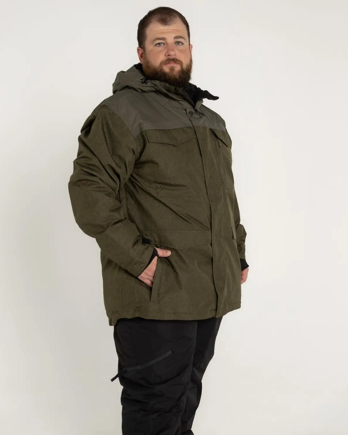 Olive green hooded parka from Snow Country Outerwear for men in big sizes 2XL to 7XL