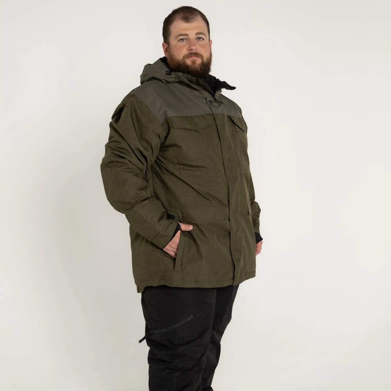 Olive green hooded parka from Snow Country Outerwear for men in big sizes 2XL to 7XL