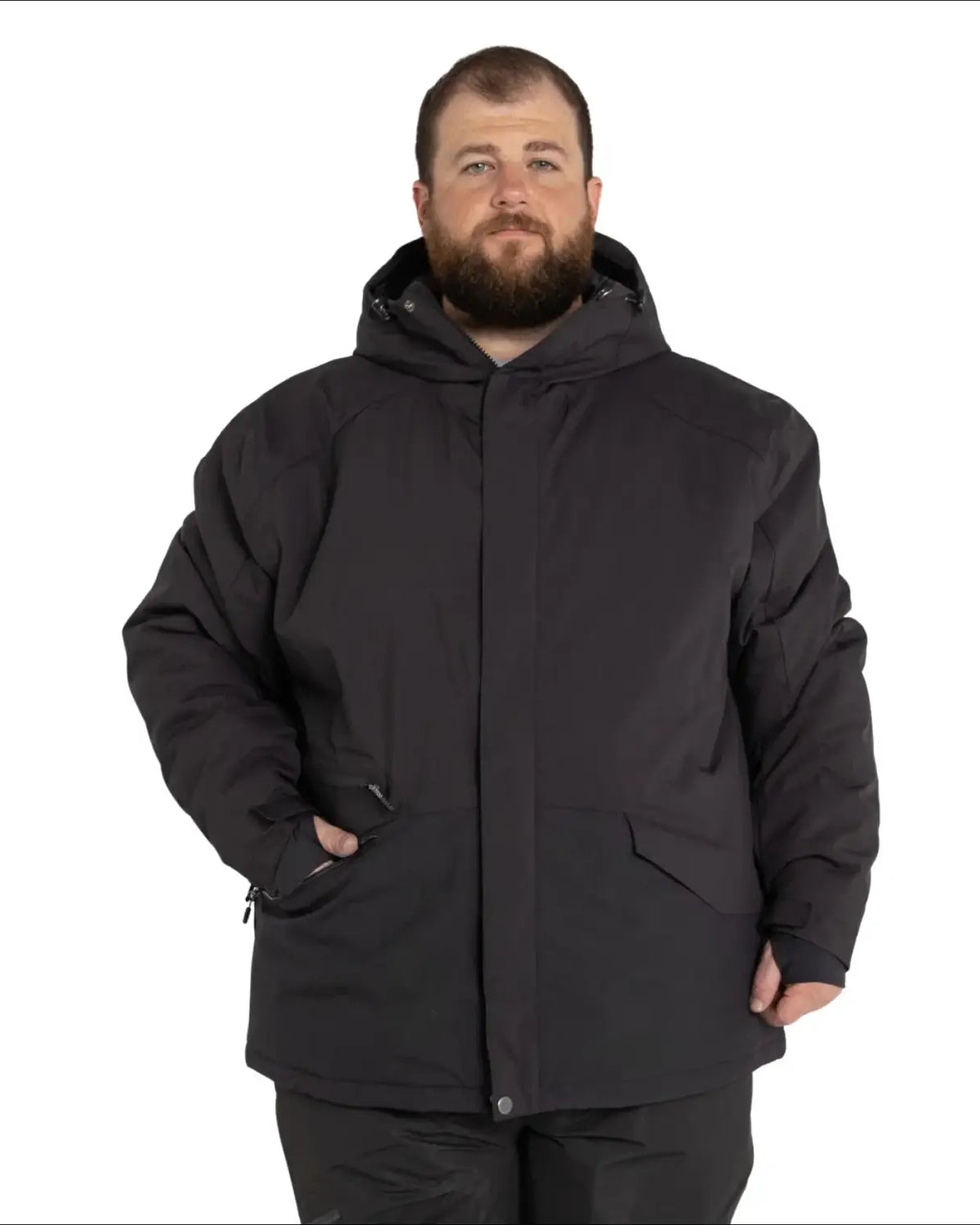 Black hooded winter coat from Men’s Big Sizes 2XL-5XL Boulder snow skiing jacket