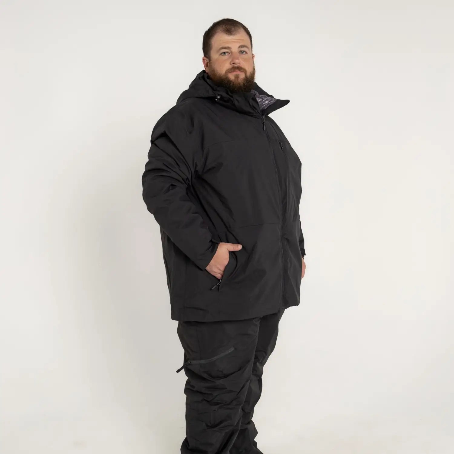 Black winter outerwear set for men large to 7X 3-in-1 ski and snow coat