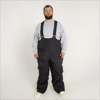 Black snow pants with suspenders from Snow Country Outerwear Mens Ski Bibs