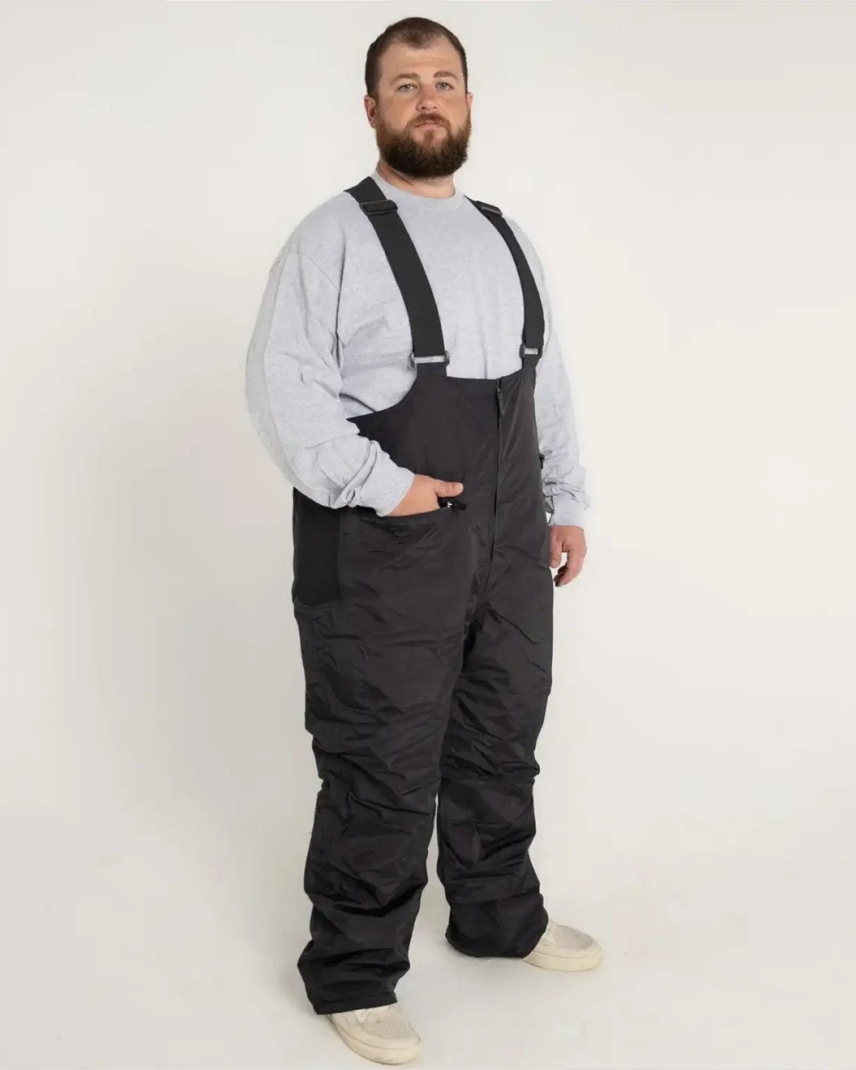 big and tall snow bibs on big and tall man