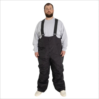 Black insulated bib overalls for men in Snow Country Outerwear ski and snow pants