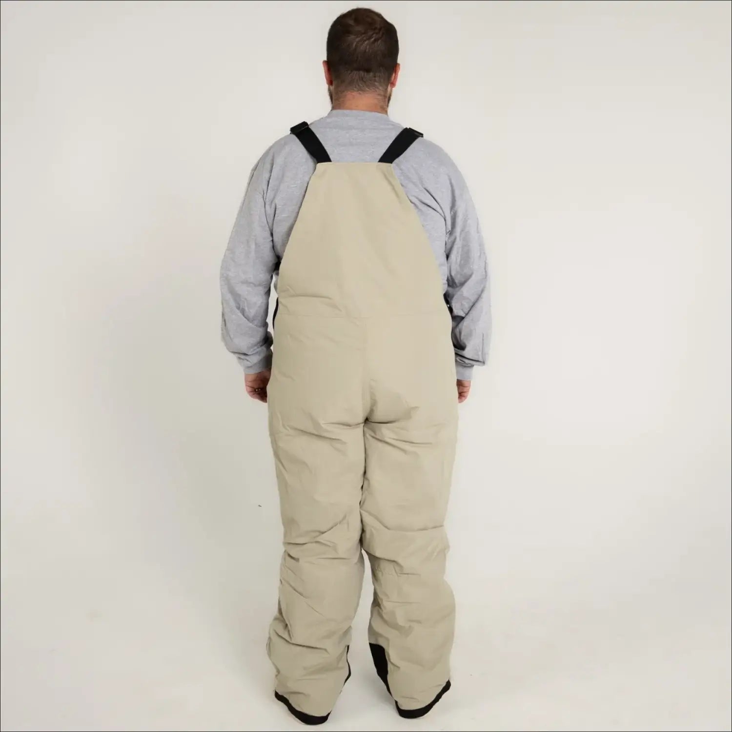Tan insulated bib overalls for men in Big to 7XL, ideal for skiing and snowboarding