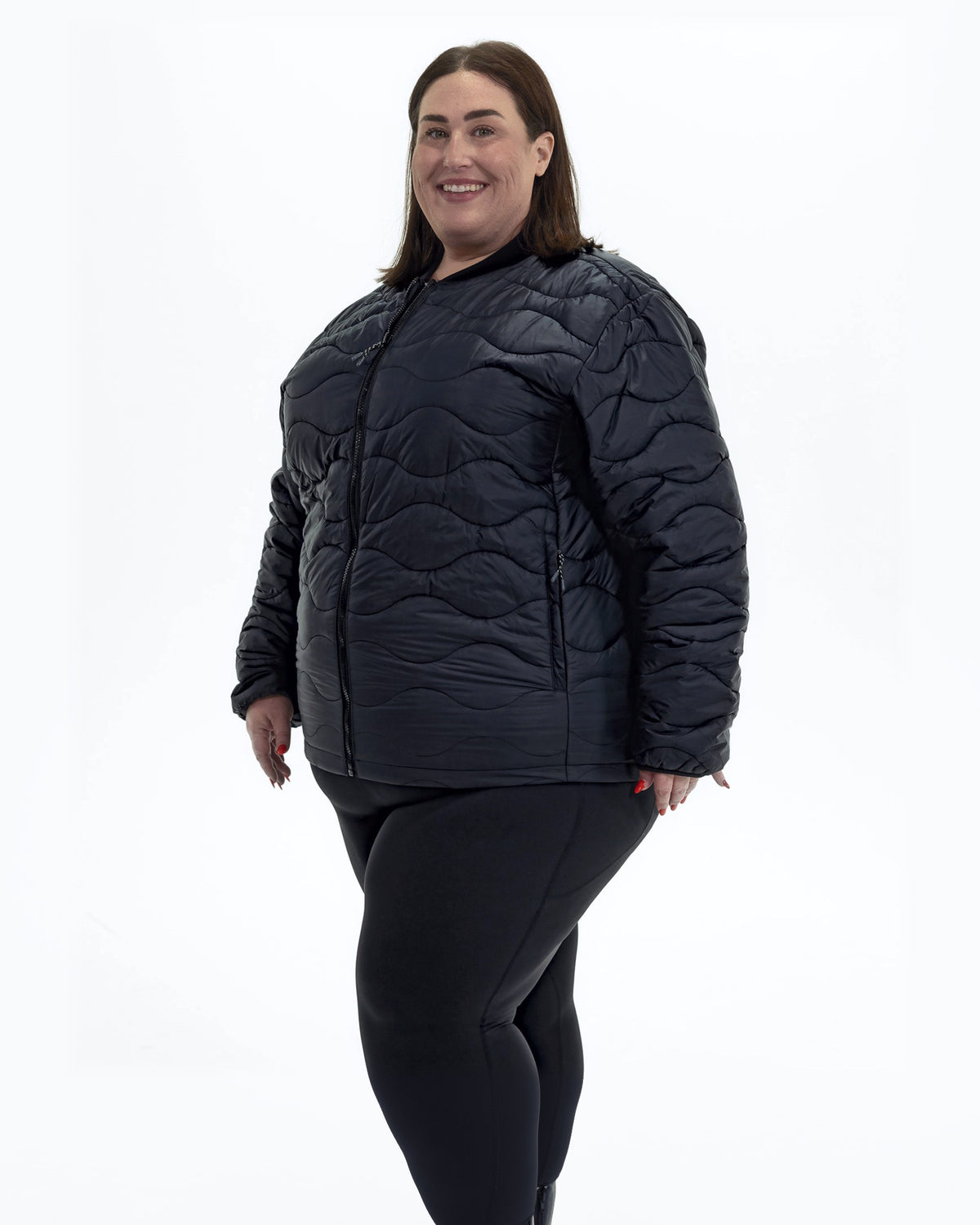 Black Swiss Systems women's plus size 3 in 1 winter jacket, quilted liner jacket, side