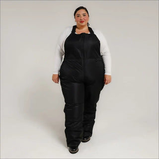 Black snow bib overalls from Snow Country Outerwear Women’s Plus Size Ski Snow Bibs Vertex