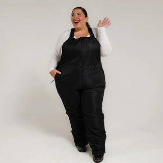 Black snow bib overalls in Snow Country Outerwear Women’s Plus Size Ski Bibs Vertex