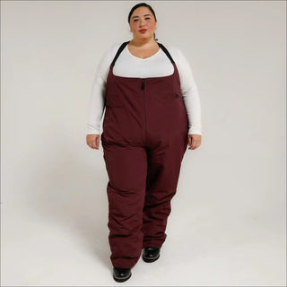 Burgundy snow bib overalls from Snow Country Outerwear Women’s Plus Size Vertex collection