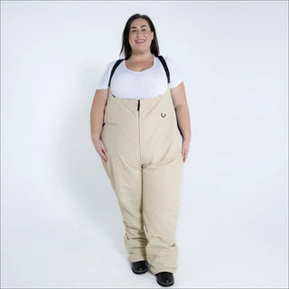 Beige plus-size snow pants from Snow Country Outerwear Women’s Plus Size Vertex Bibs