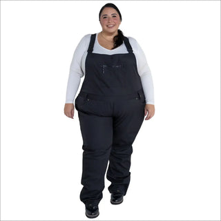 Women’s Plus Size Black Snow Bib Overalls for Skiing and Winter Snow Sports