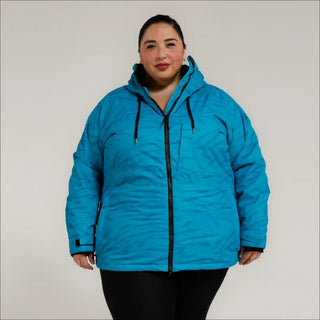 Blue hooded puffer jacket from Womens Plus Size 1X-5X Trust Snowboarding Ski Coat Outerwear