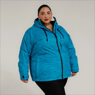 Blue hooded puffer jacket from Womens Plus Size 1X-5X Trust Snowboarding Ski Coat outerwear