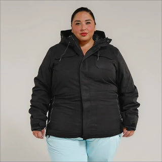 Black hooded winter jacket from Snow Country Outerwear Women’s Plus Size Uptown Winter Parka Ski Coat