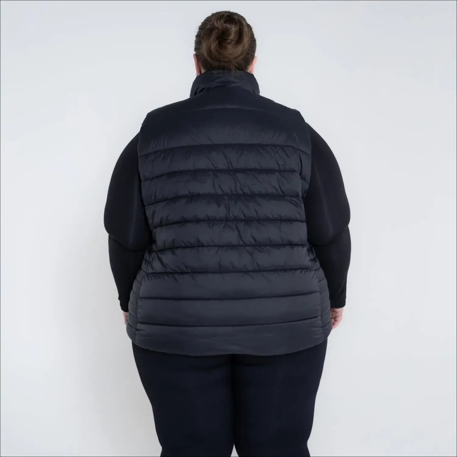 Black quilted vest for women plus size 1X-6X synthetic outerwear synthetic down vest