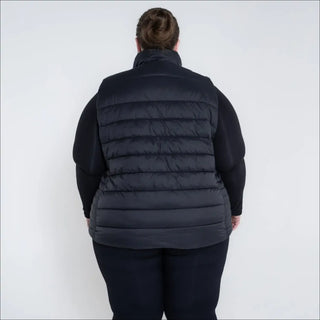 Black quilted vest for women plus size 1X-6X synthetic outerwear synthetic down vest