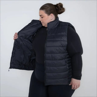 Women’s Plus Size 1X-6X Black Puffer Vest for Stylish Outerwear