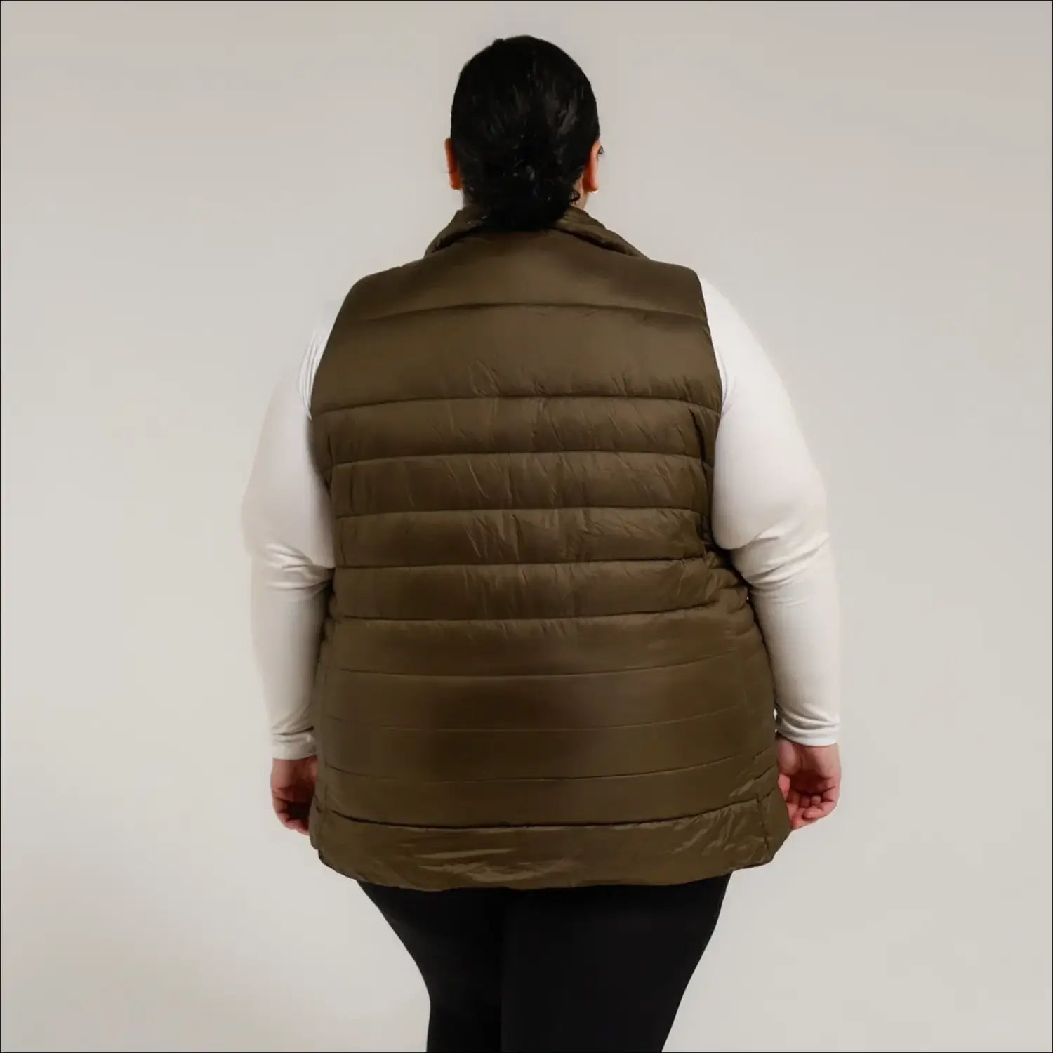 Olive green puffer vest for women plus size 1X-6X synthetic down outerwear