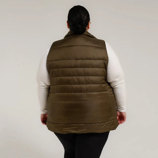 Olive green quilted vest for women plus size synthetic outerwear synthetic down vest