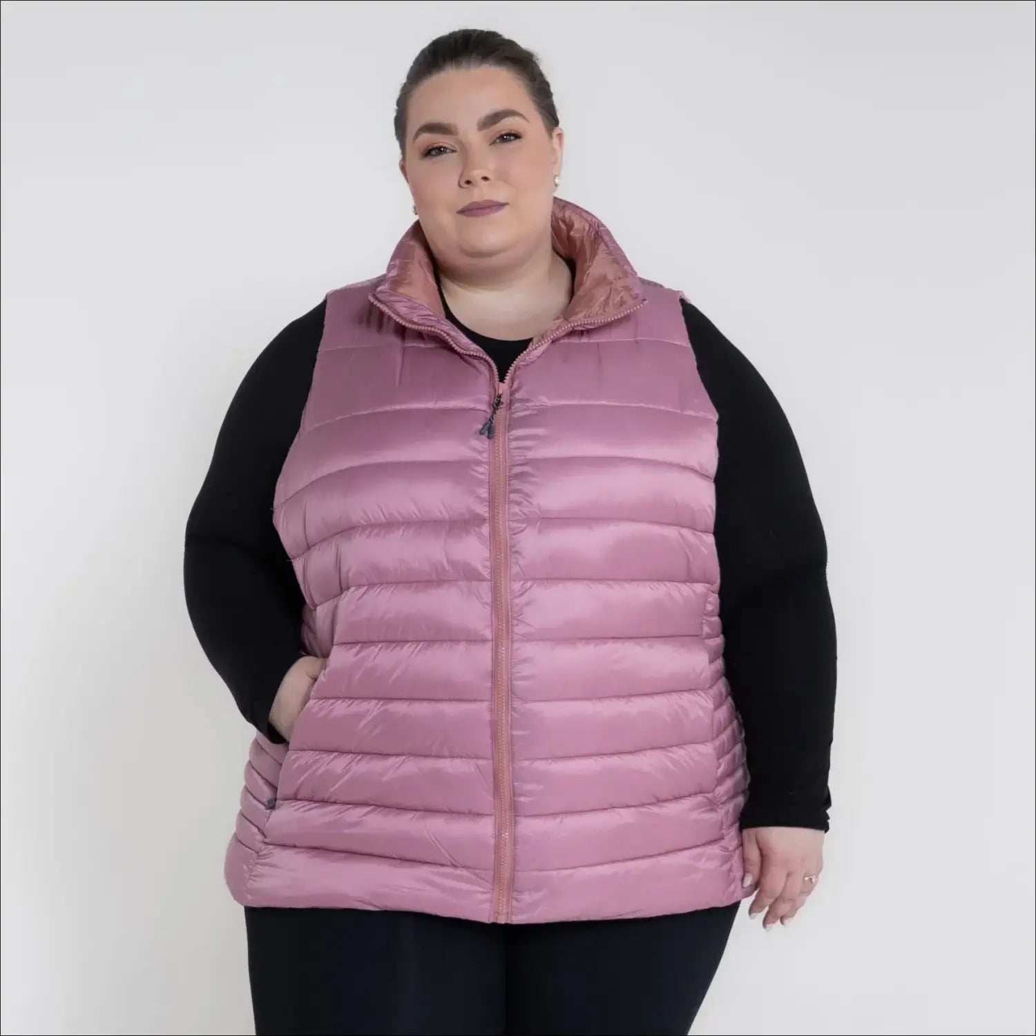 Mauve quilted vest for women plus size 1X-6X synthetic down outerwear