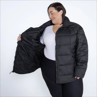 Black puffer jacket from Snow Country Outerwear Women’s Plus Size Lexington Winter Coat