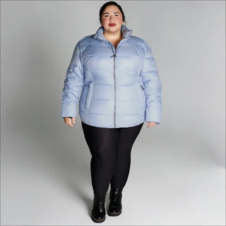 Light blue puffer jacket from Snow Country Outerwear Women’s Plus Size Lexington collection