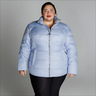 Light blue puffer jacket from Snow Country Outerwear Women’s Plus Size Lexington coat