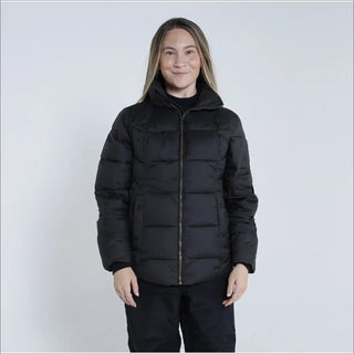Black puffer jacket from Snow Country Outerwear Women’s Lexington Puffy Synthetic Down Jacket