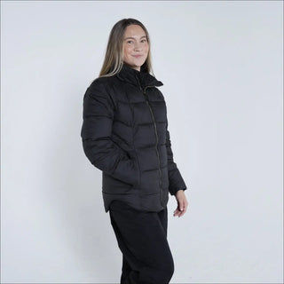 Black puffer jacket from Snow Country Outerwear Women’s Lexington Puffy Synthetic Down Jacket