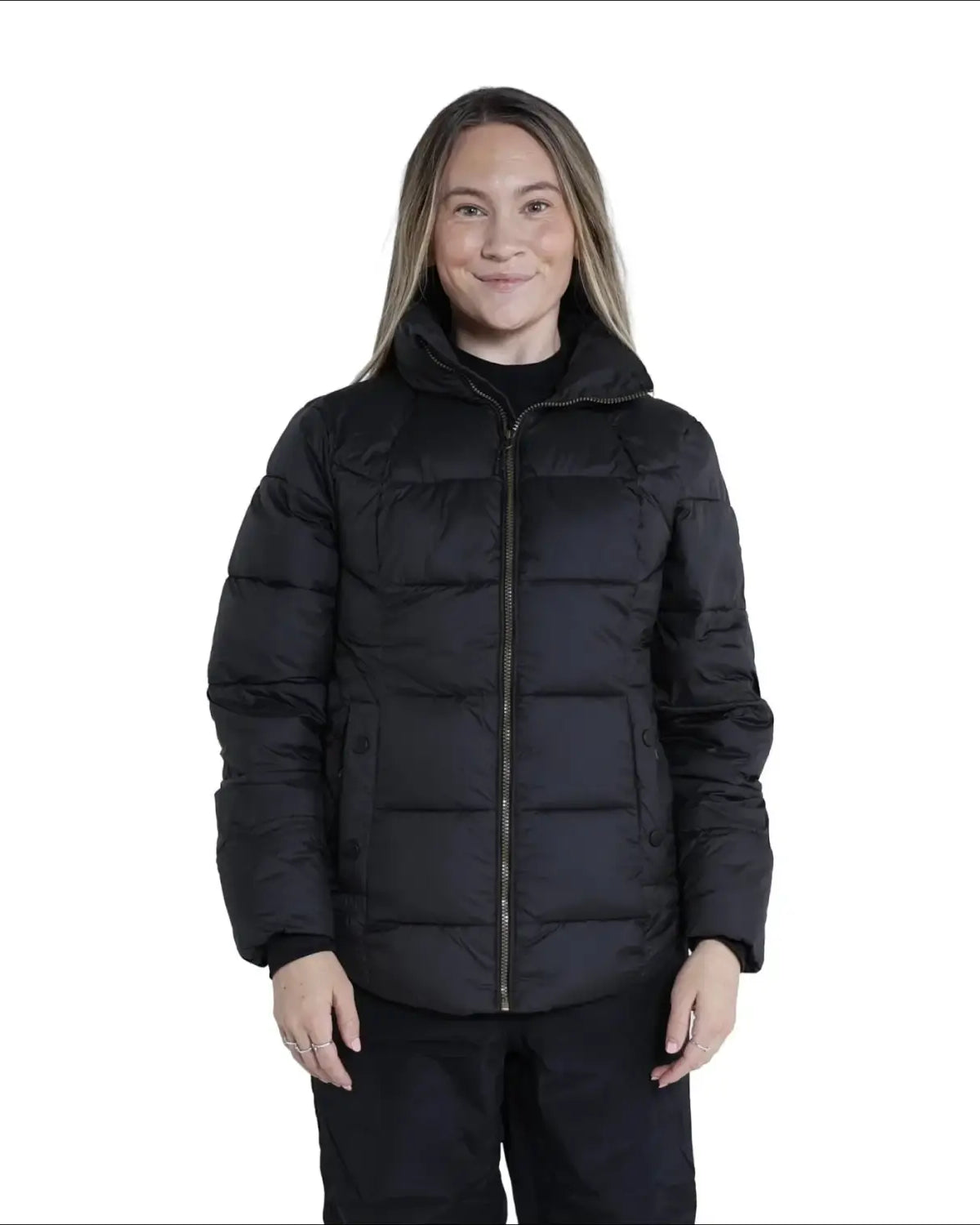 Black puffer jacket from Snow Country Outerwear Women’s Lexington Puffy Synthetic Down Jacket