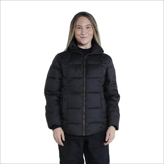 Black puffer jacket from Snow Country Outerwear Women’s Lexington Puffy Synthetic Down Jacket