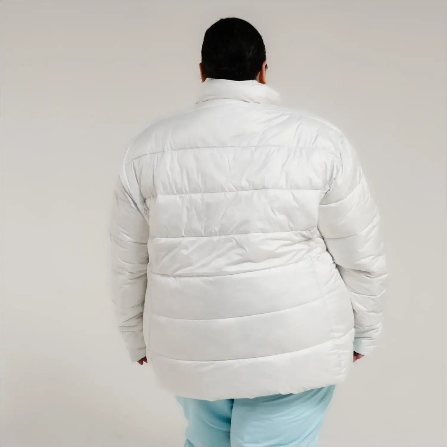 White puffer jacket from Snow Country Outerwear Women’s Plus Size Lexington Winter Coat
