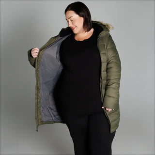 Olive green puffer coat from Women’s Plus Size Element Parka Jacket Outerwear Winter