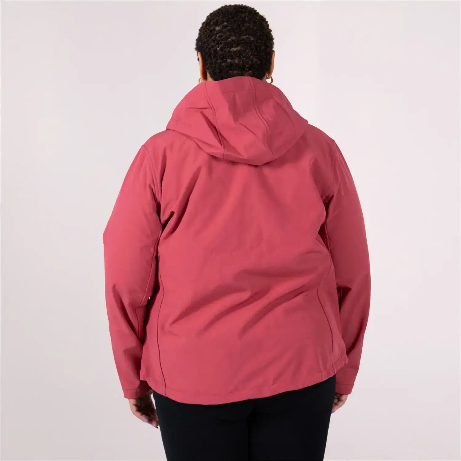 Red hooded jacket from Womens Plus Size Micro Fleece Soft Shell Spring Fall Outerwear