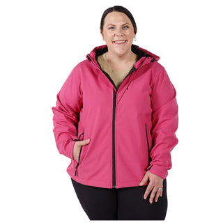 Pink hooded jacket from Pulse Women’s Plus Size Soft Shell Jacket 1X Clearance