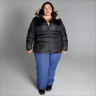 Plus size black puffer coat with fur hood from Snow Country Outerwear Luna ski jacket