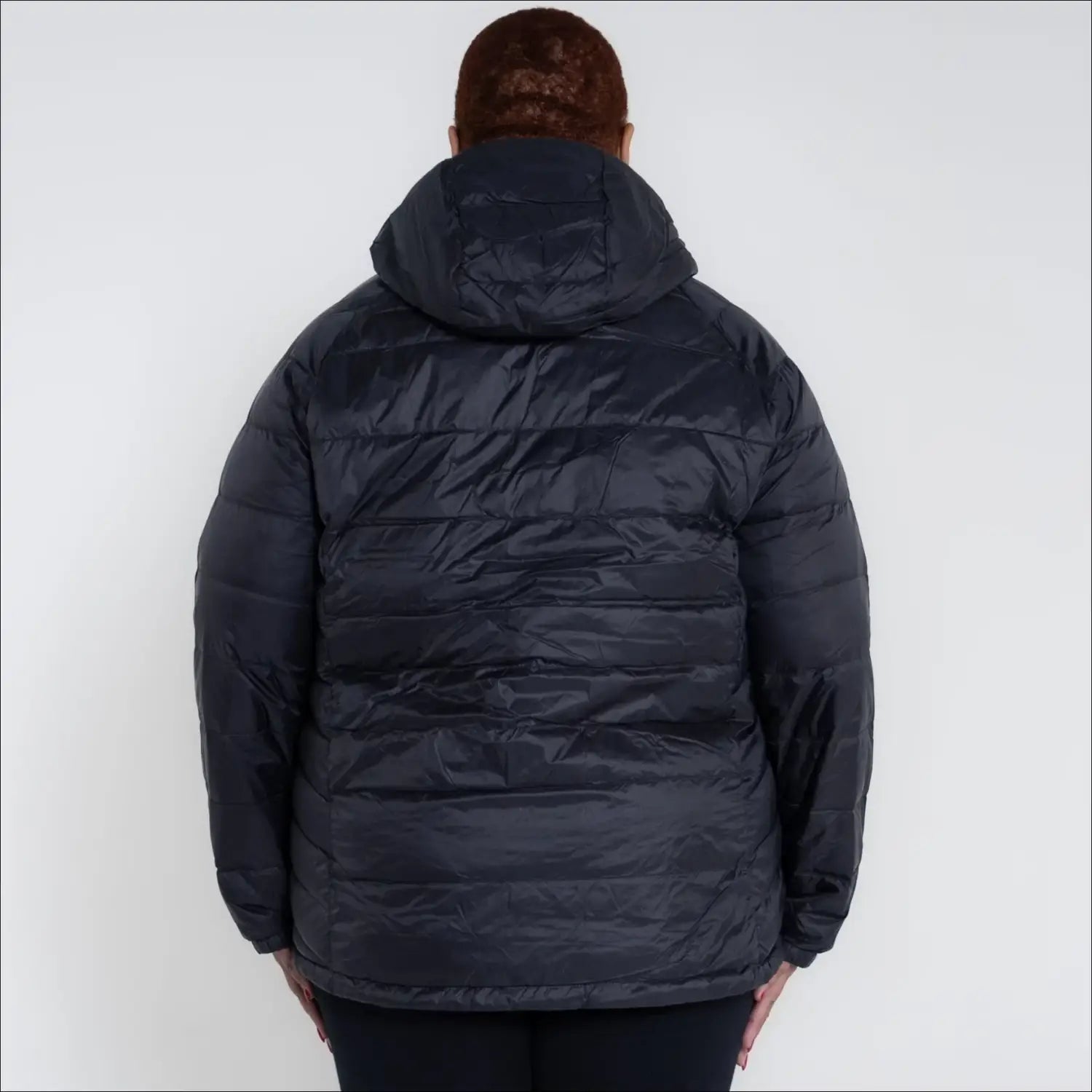 Women’s Plus Size Padded Black Hooded Jacket Packable Down Outerwear for Spring Fall