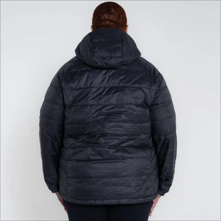 Women’s Plus Size Padded Black Hooded Jacket Packable Down Outerwear for Spring Fall